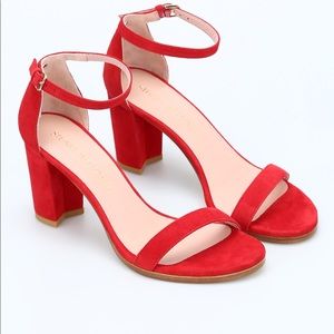 Stuart Weitzman Nearlynude Red Suede Heels